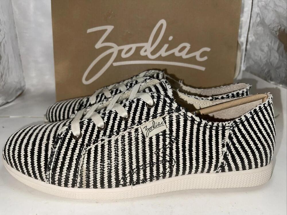 Zodiac Shoes Womens Size 11 Black White Striped Love Lace Up Casual H5720F1001